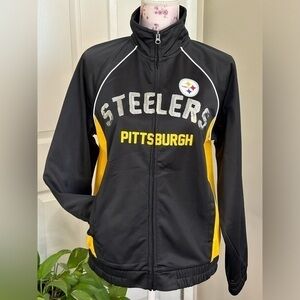 NFL Pittsburgh Steelers Zipper Up Sports Coat Black Gold Sequins Bling Medium